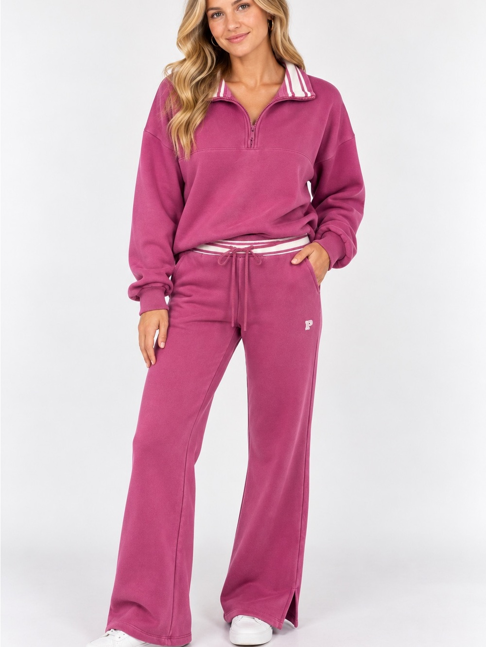 PINK Victoria's Secret Raspberry Wide-Leg Drawstring Pants Size L